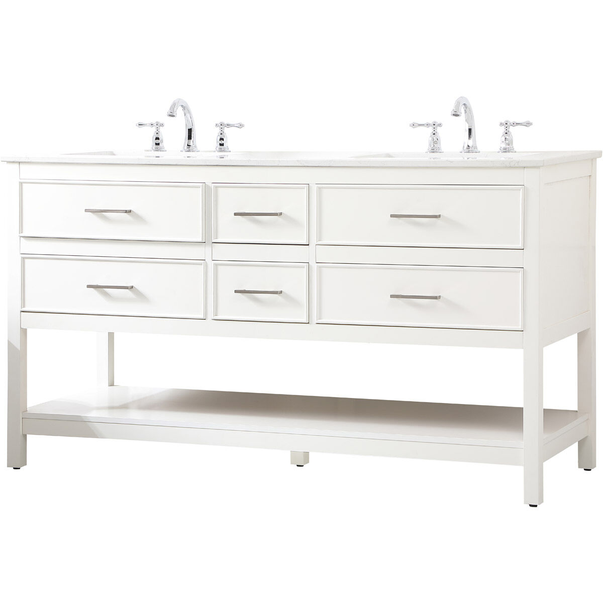 Sinclaire 60 X 22 X 34 inch White Vanity Sink Set