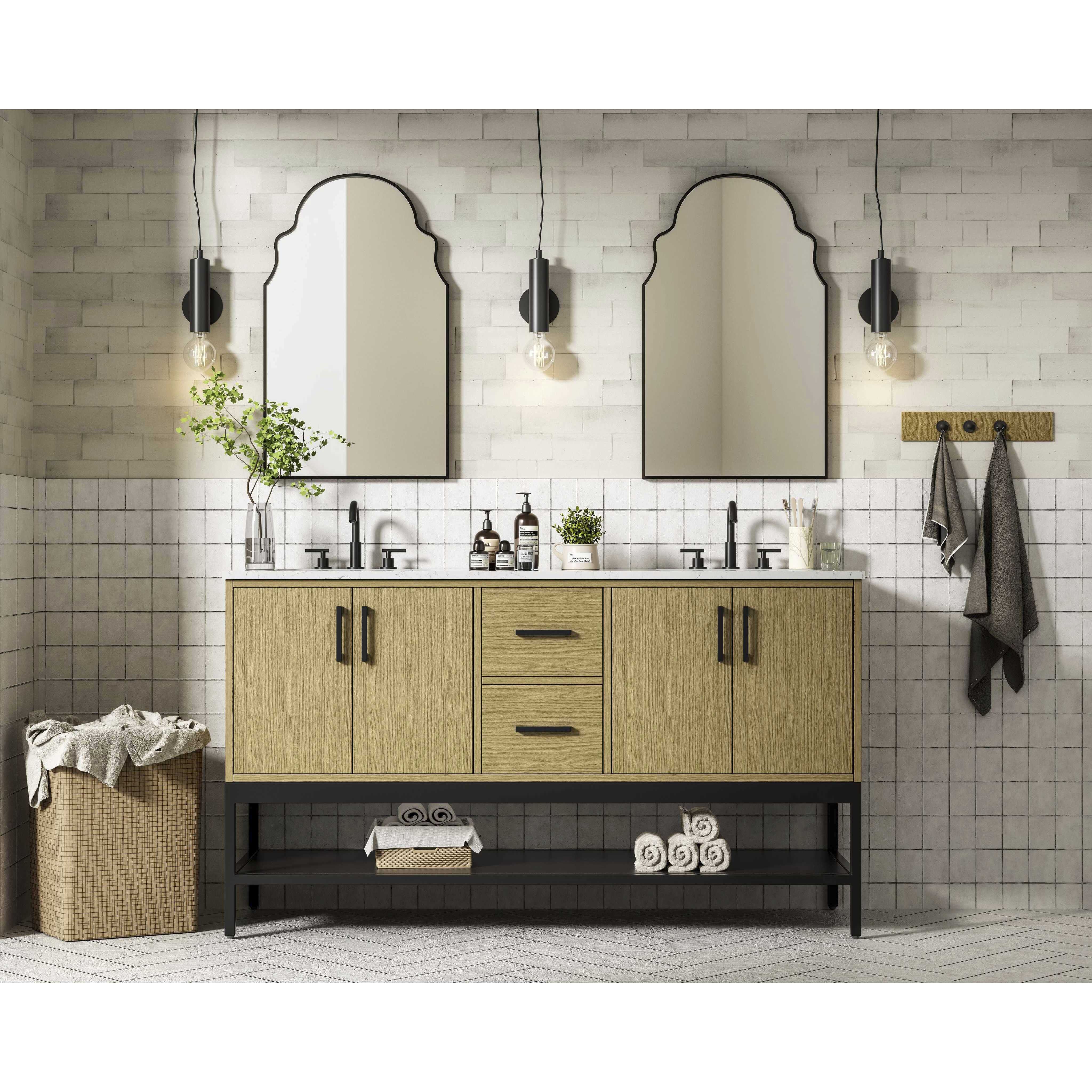Lennox 60 X 34 inch Honey Brown Bathroom Vanity Cabinet