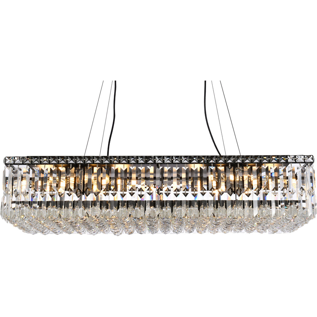 Maxime 16 Light 36 inch Black and Clear Linear Chandelier Ceiling Light in Royal Cut