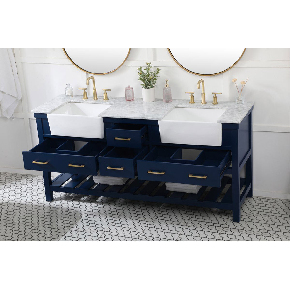 Clement 72 X 22 X 34 inch Blue Bathroom Vanity Cabinet
