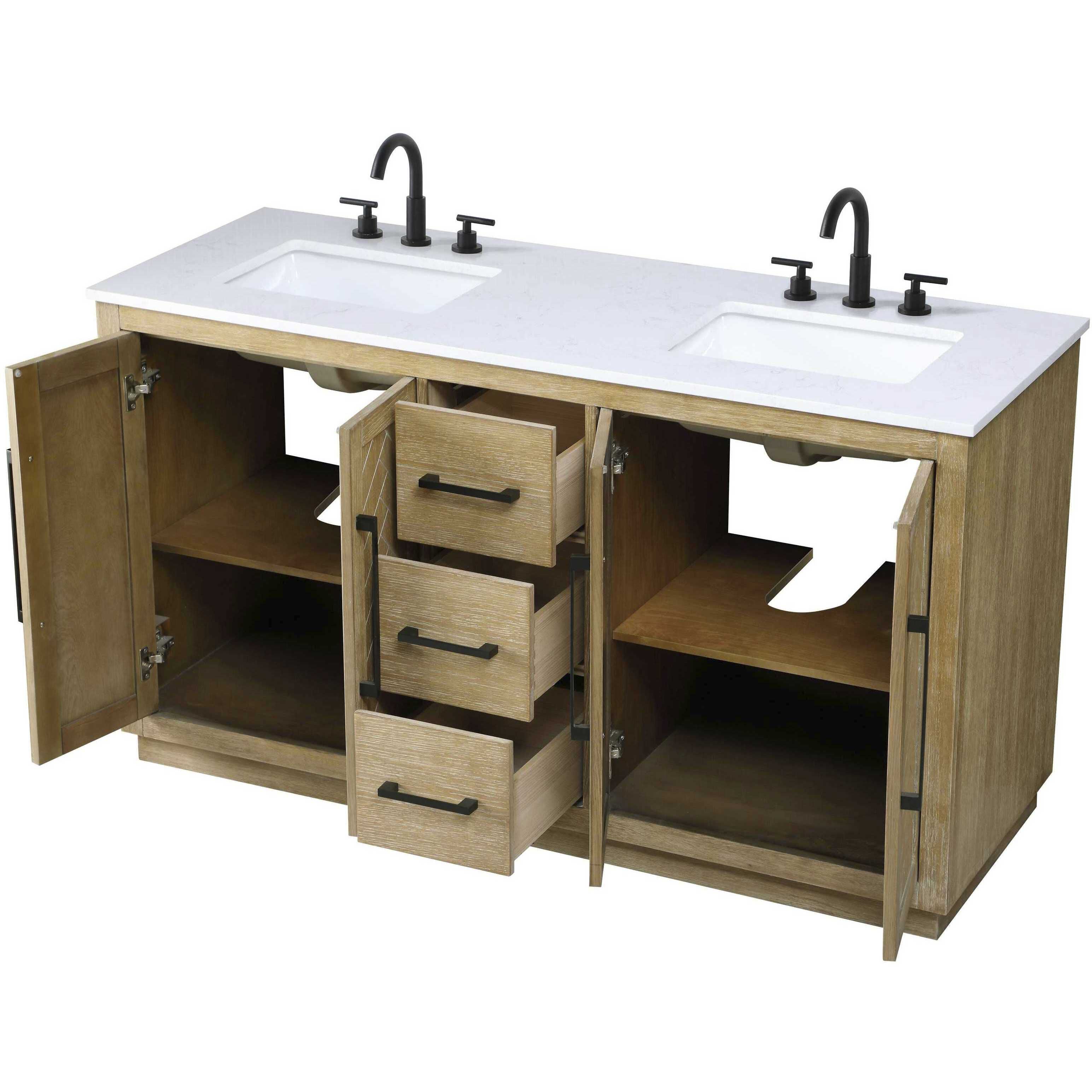 Chase 60 X 34 inch Linen Oak Bathroom Vanity Cabinet