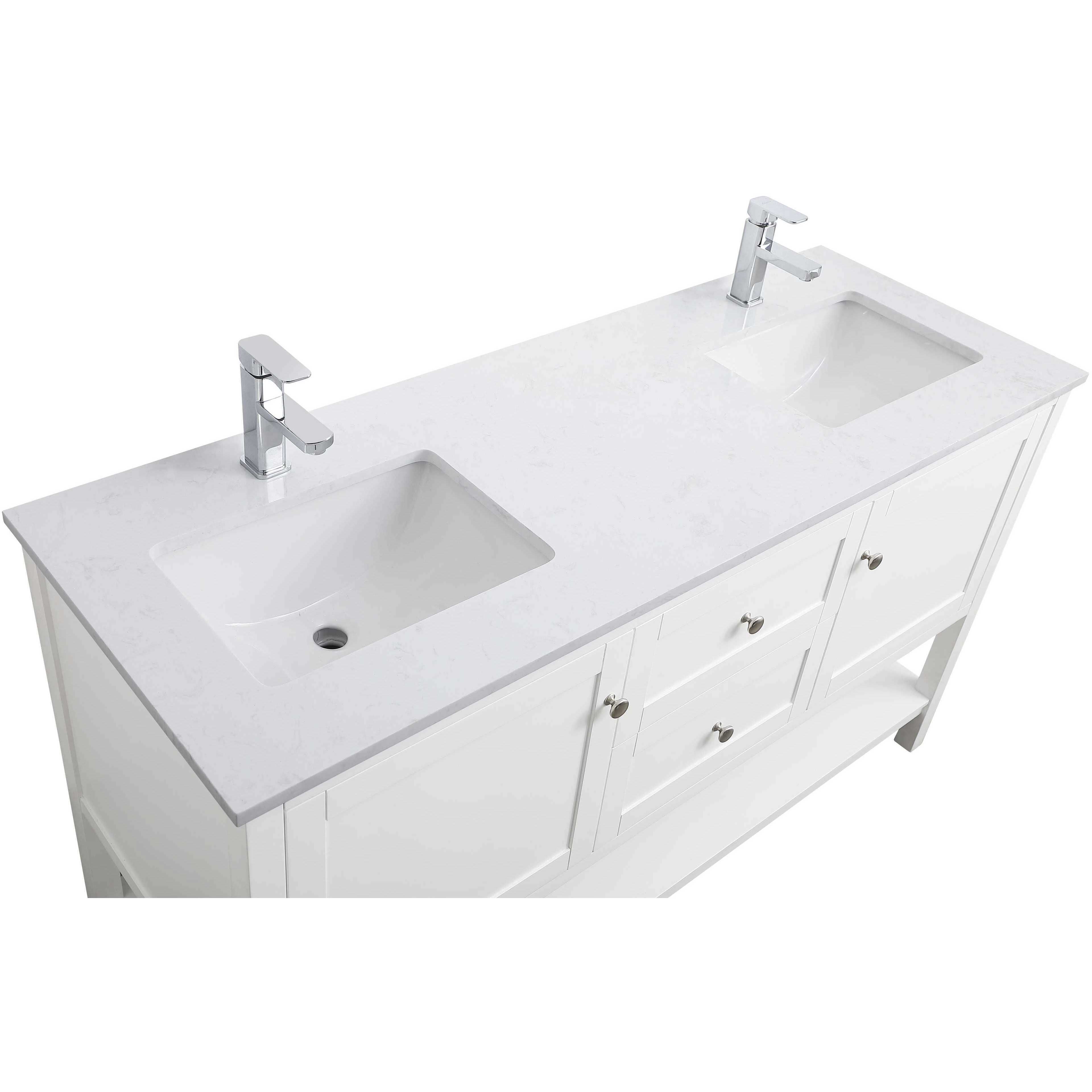 Heath 60 X 21.5 X 35 inch White Vanity Sink Set