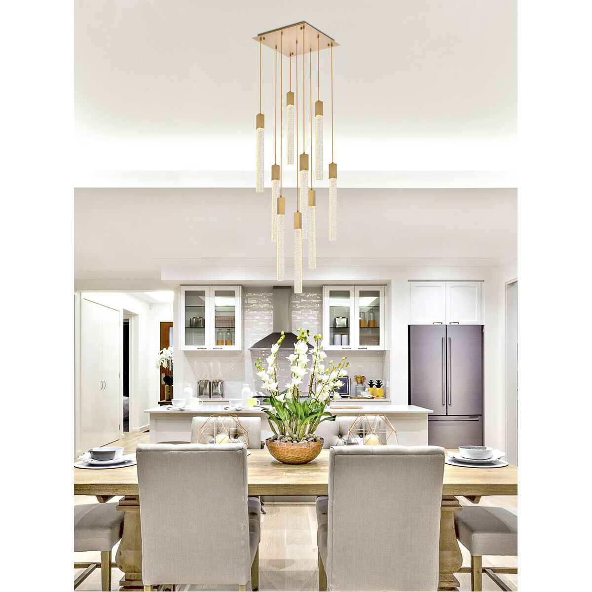 Weston 9 Light 20 inch Satin Gold Pendant Ceiling Light