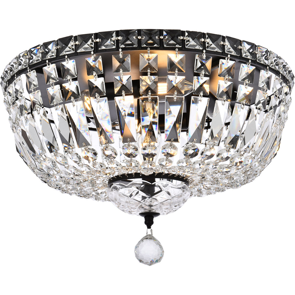 Tranquil 6 Light 16 inch Black and Clear Flush Mount Ceiling Light