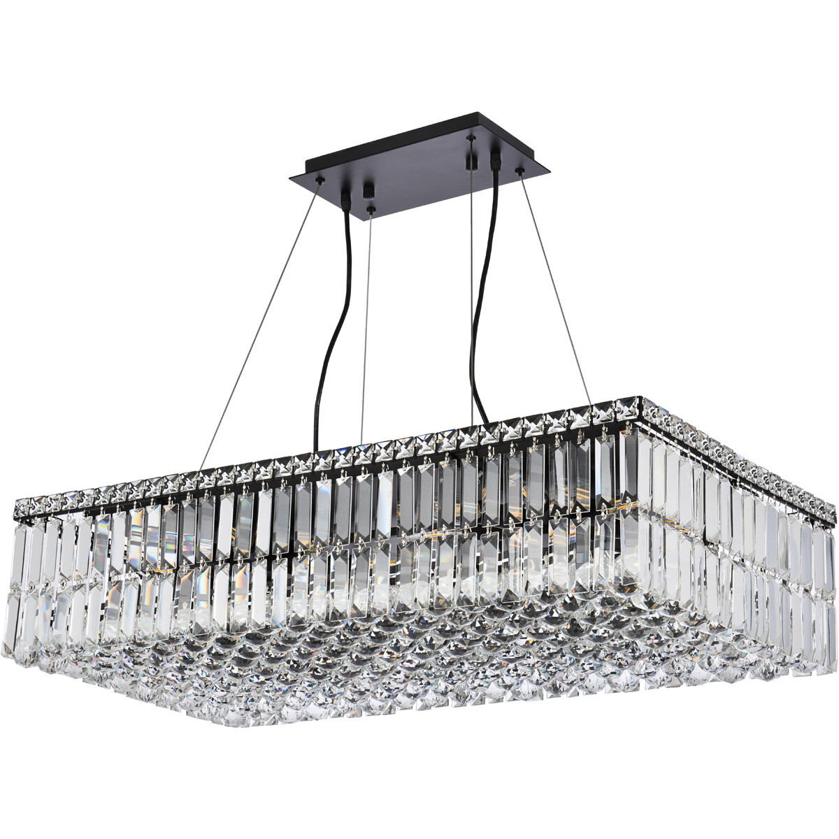 Maxime 16 Light 32 inch Black and Clear Linear Chandelier Ceiling Light in Royal Cut