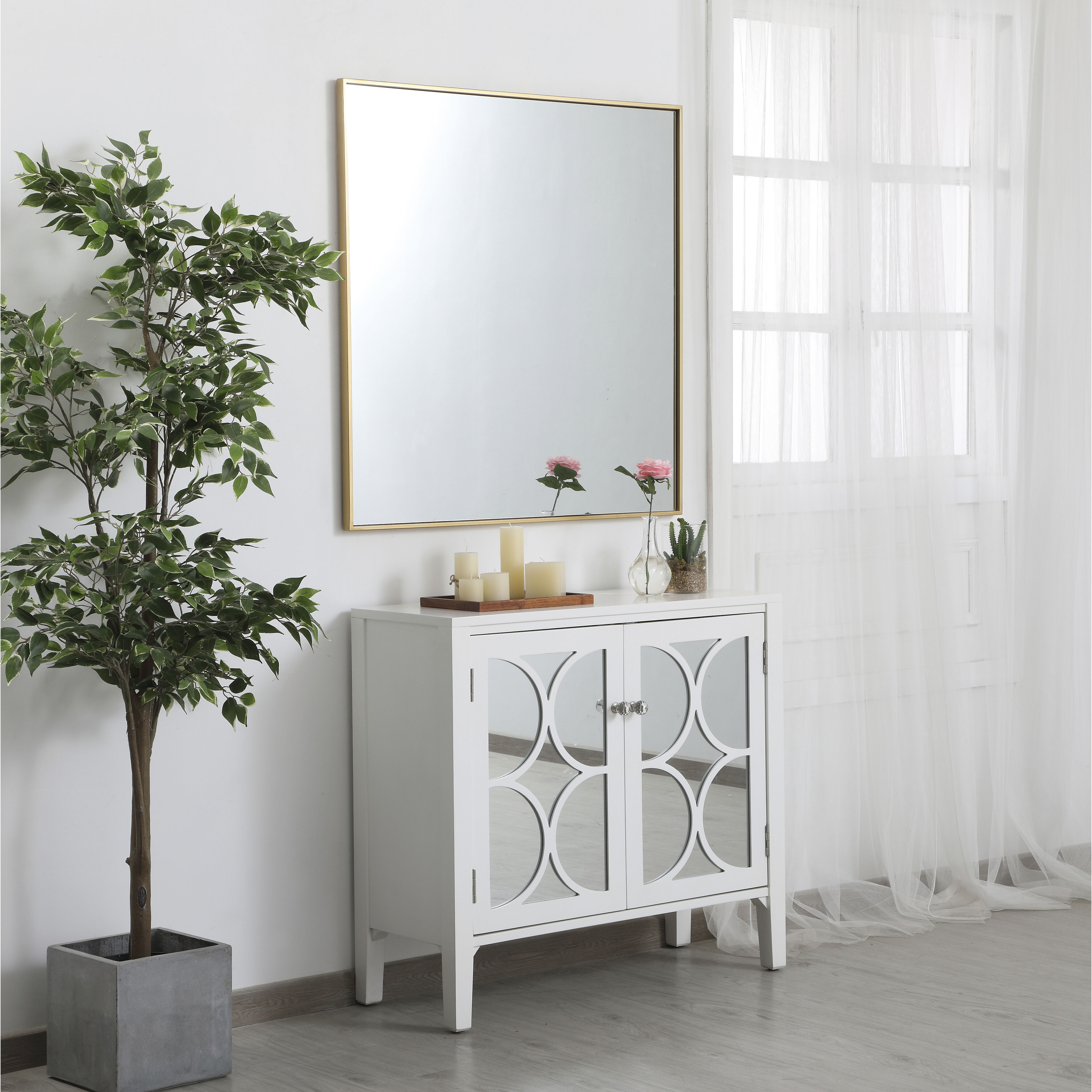 Elegant Lighting MR43636BR Monet 36 X 36 inch Brass Wall Mirror