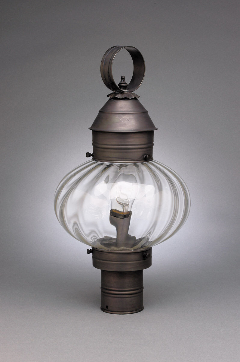 Cageless Onion 1 Light 20 inch Antique Copper Post Lamp in Optic Glass