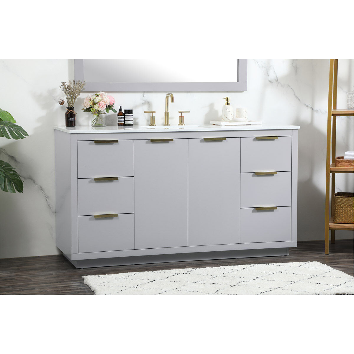 Blake 60 X 22 X 34 inch Grey Vanity Sink Set