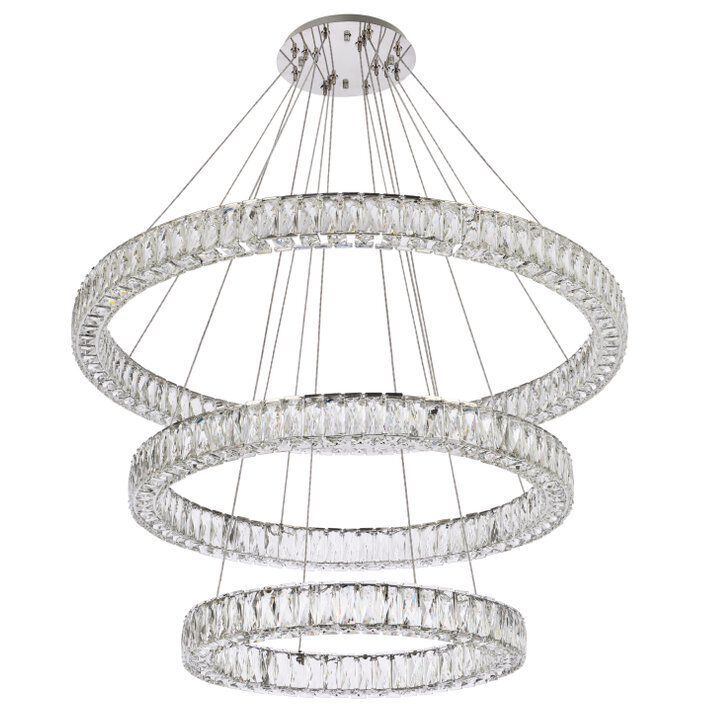 Monroe 3 Light 41 inch Chrome Chandelier Ceiling Light 