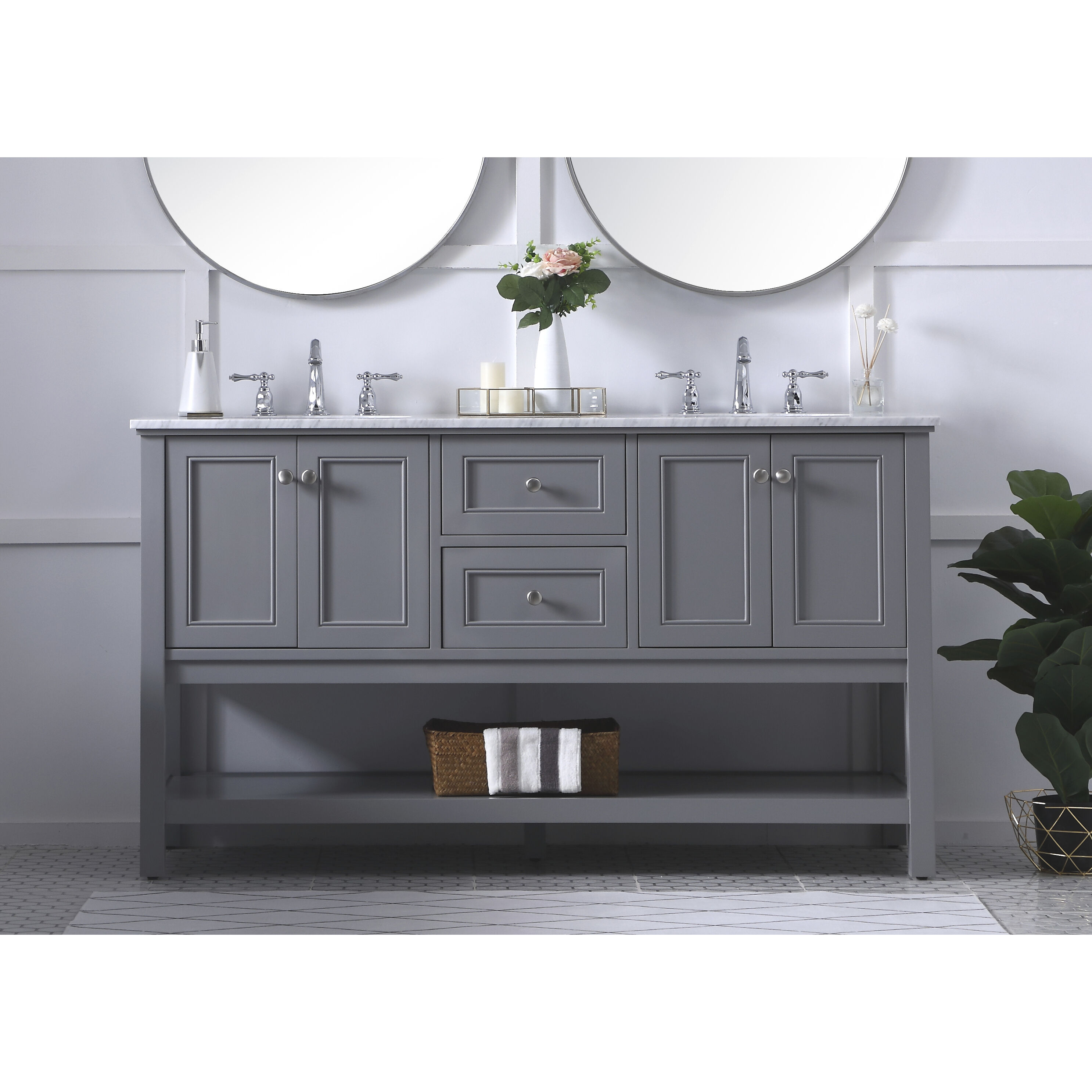 Metropolis 60 X 22 X 34 inch Grey Vanity Sink Set