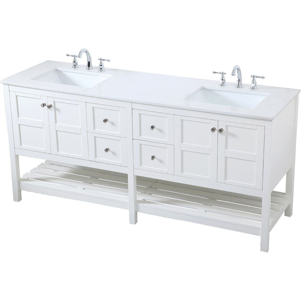 Theo 72 X 22 X 34 inch White Vanity Sink Set