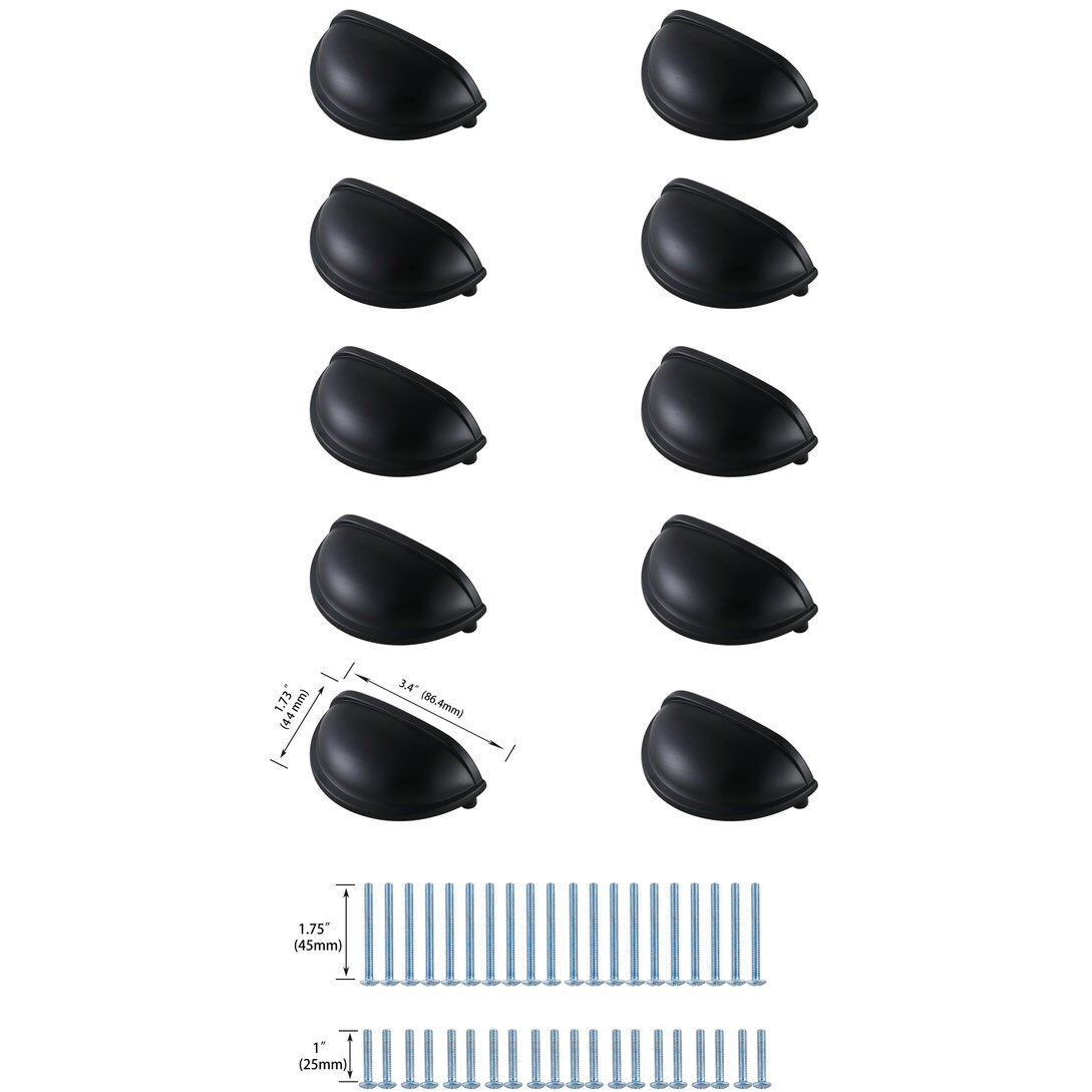 Atticus Matte Black Hardware Drawer Pull, Set of 10