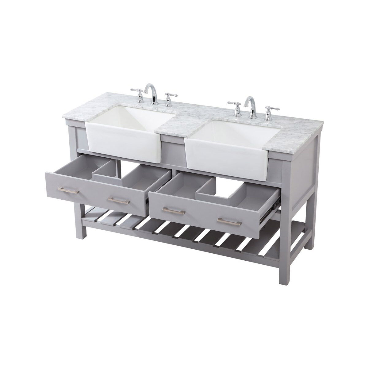 Clement 60 X 22 X 34 inch Grey Bathroom Vanity Cabinet