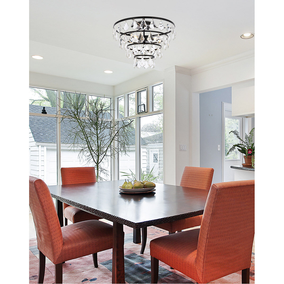 Ella 3 Light 16 inch Black Flush Mount Ceiling Light