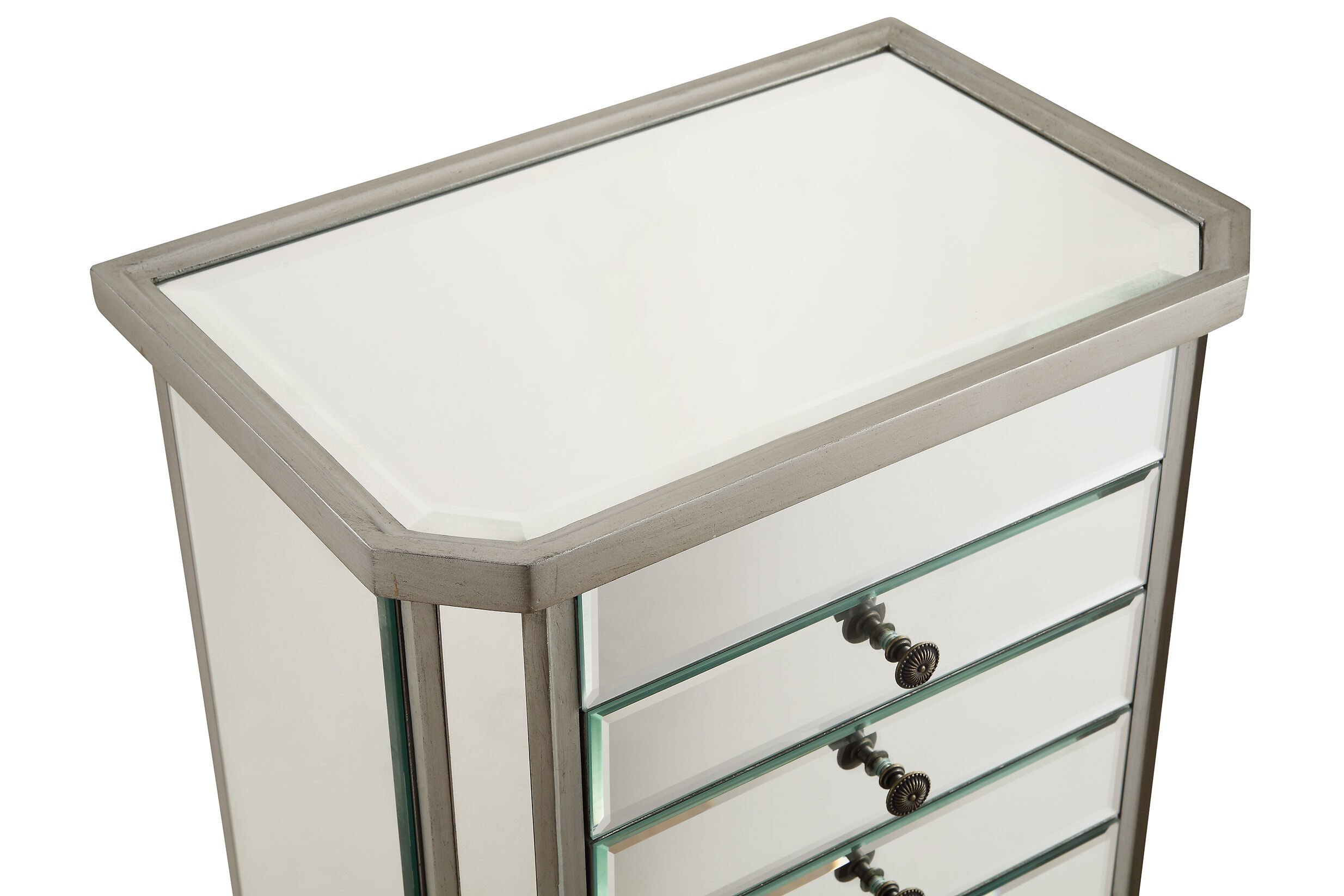 Contempo 41 inch Silver with Clear Mirror Jewelry Armoire