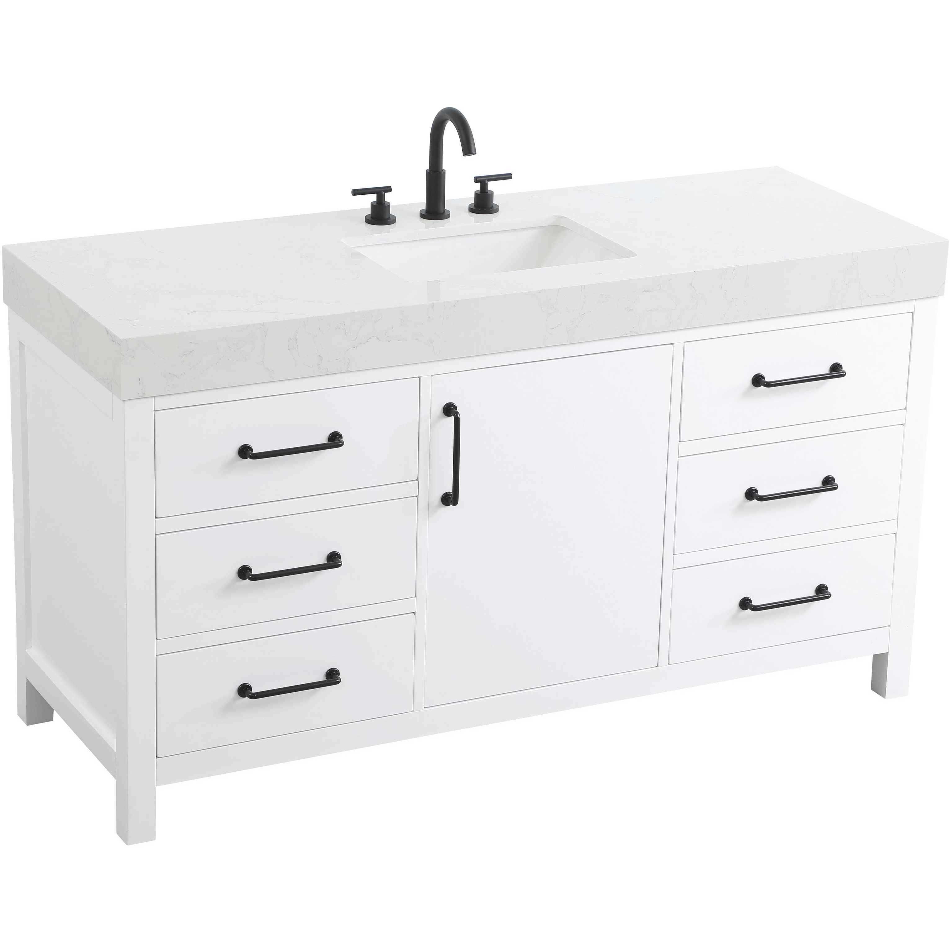 Nathan 60 X 34 inch White Bathroom Vanity Cabinet