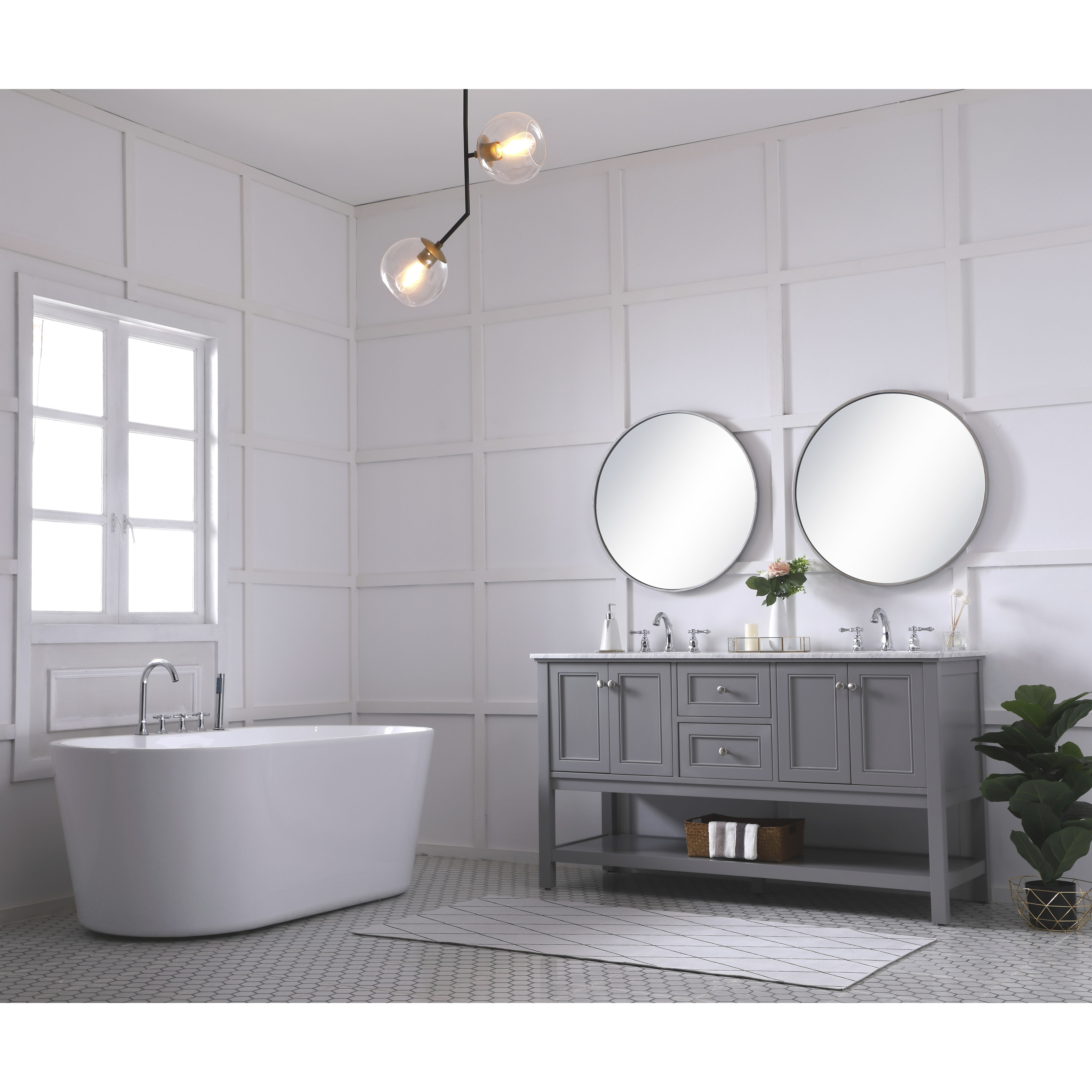 Metropolis 60 X 22 X 34 inch Grey Vanity Sink Set