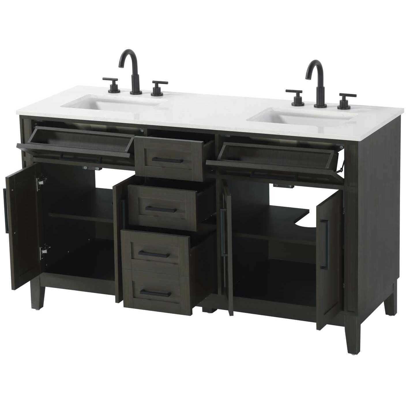 Virginia 60 X 35 inch Mocha Brown Bathroom Vanity Cabinet