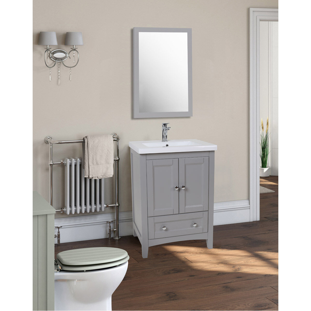 Danville 32 X 22 inch Medium Grey Wall Mirror, Rectangle