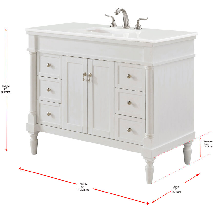 Lexington 42 X 21.5 X 35 inch Antique White Vanity Sink Set