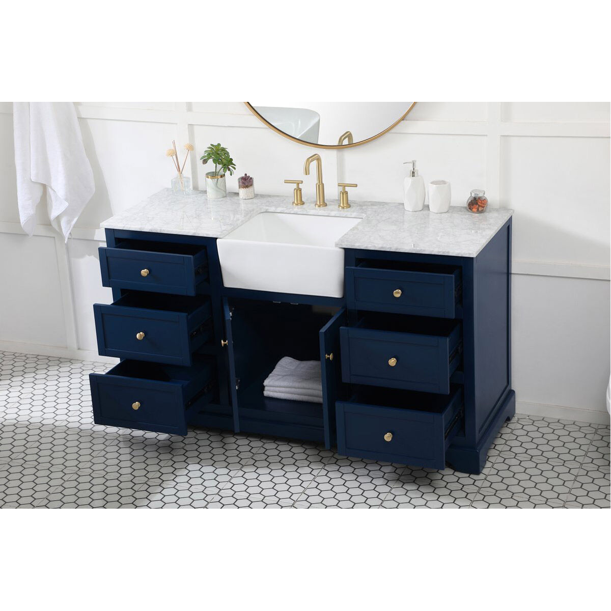 Franklin 60 X 22 X 35 inch Blue Bathroom Vanity Cabinet