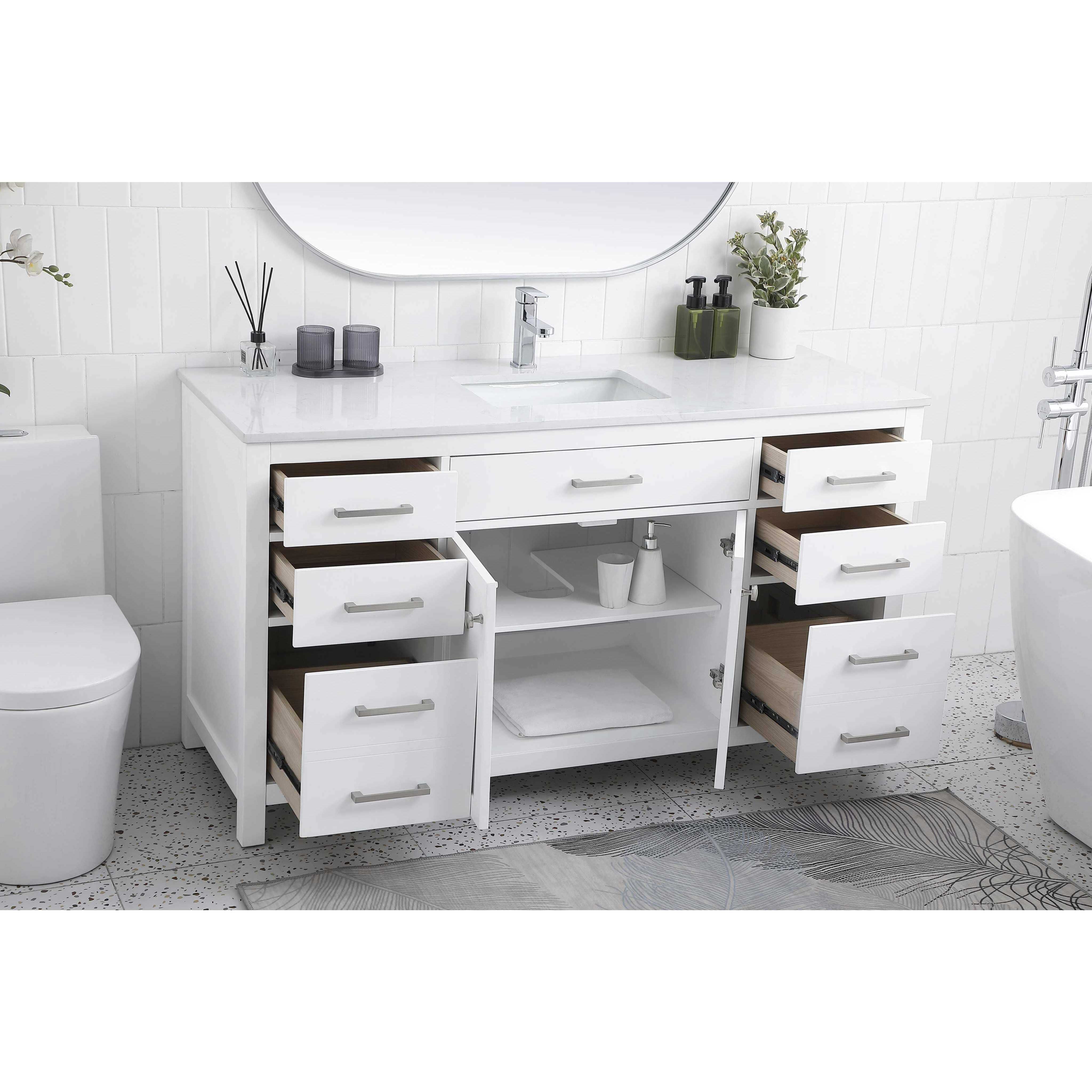 Lewis 60 X 22 X 34 inch White Vanity Sink Set