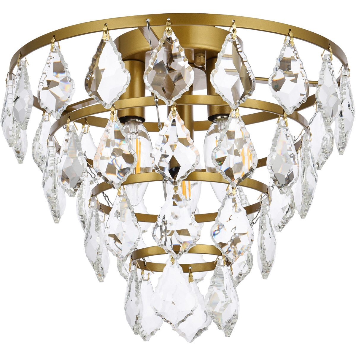 Ella 3 Light 12 inch Brass Flush Mount Ceiling Light