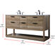 Larkin 60 X 22 X 34 inch Natural Oak Vanity Sink Set
