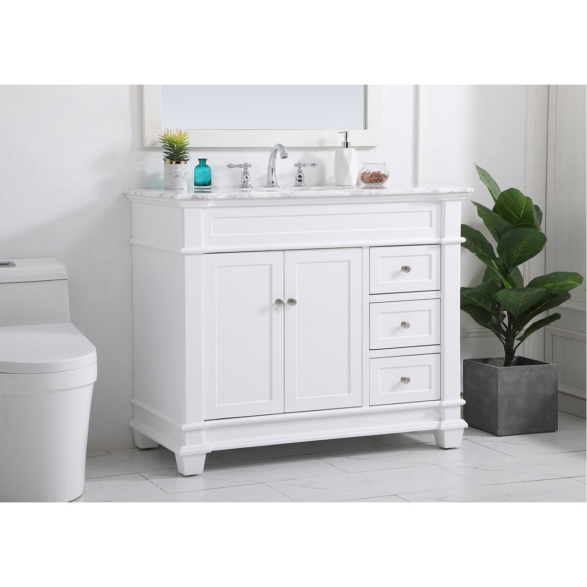 Wesley 42 X 21.5 X 35 inch White Vanity Sink Set