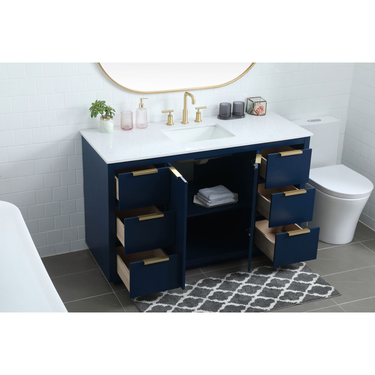 Blake 54 X 22 X 34 inch Blue Vanity Sink Set