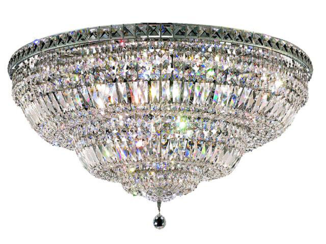 Tranquil 21 Light 36 inch Chrome Flush Mount Ceiling Light in Royal Cut