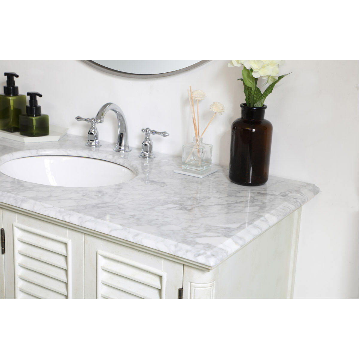 Rhodes 48 X 48 X 35 inch Antique White and Brushed Nickel Vanity Sink Set