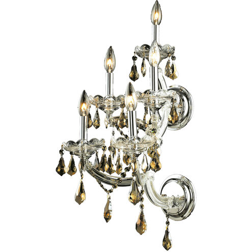 Maria Theresa 5 Light 12 inch Chrome Wall Sconce Wall Light in Golden Teak