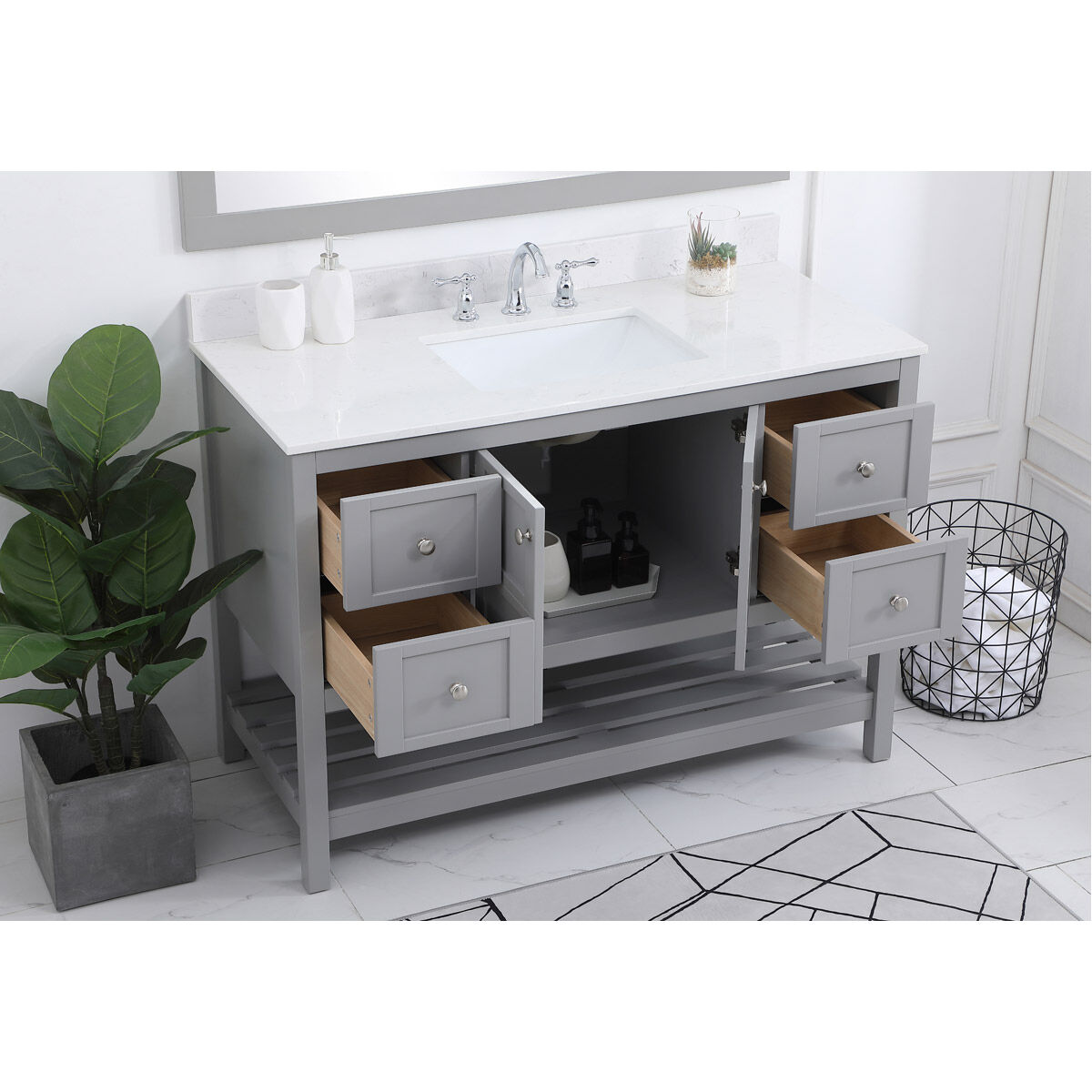 Theo 48 X 22 X 34 inch Gray Vanity Sink Set