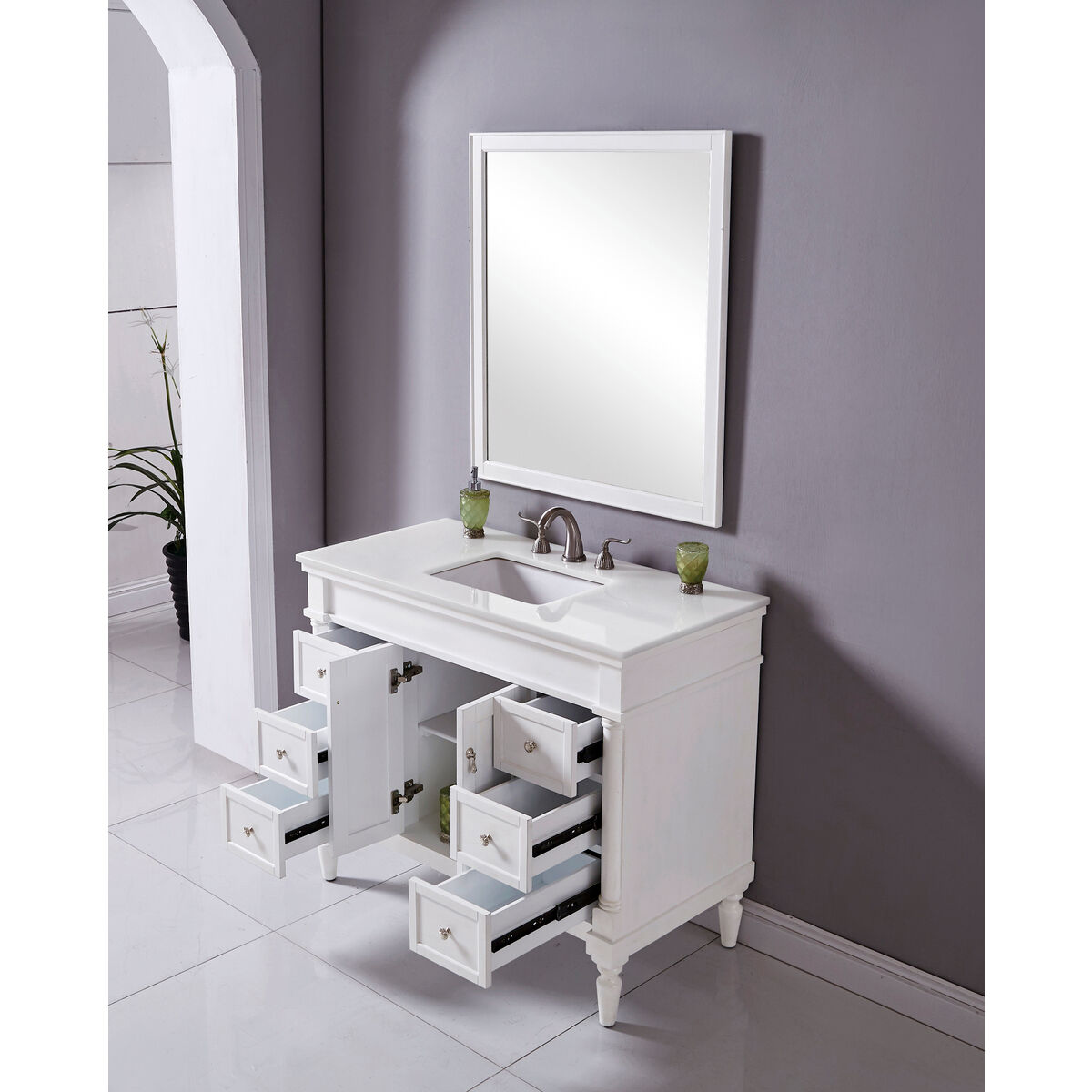Lexington 42 X 21.5 X 35 inch Antique White Vanity Sink Set