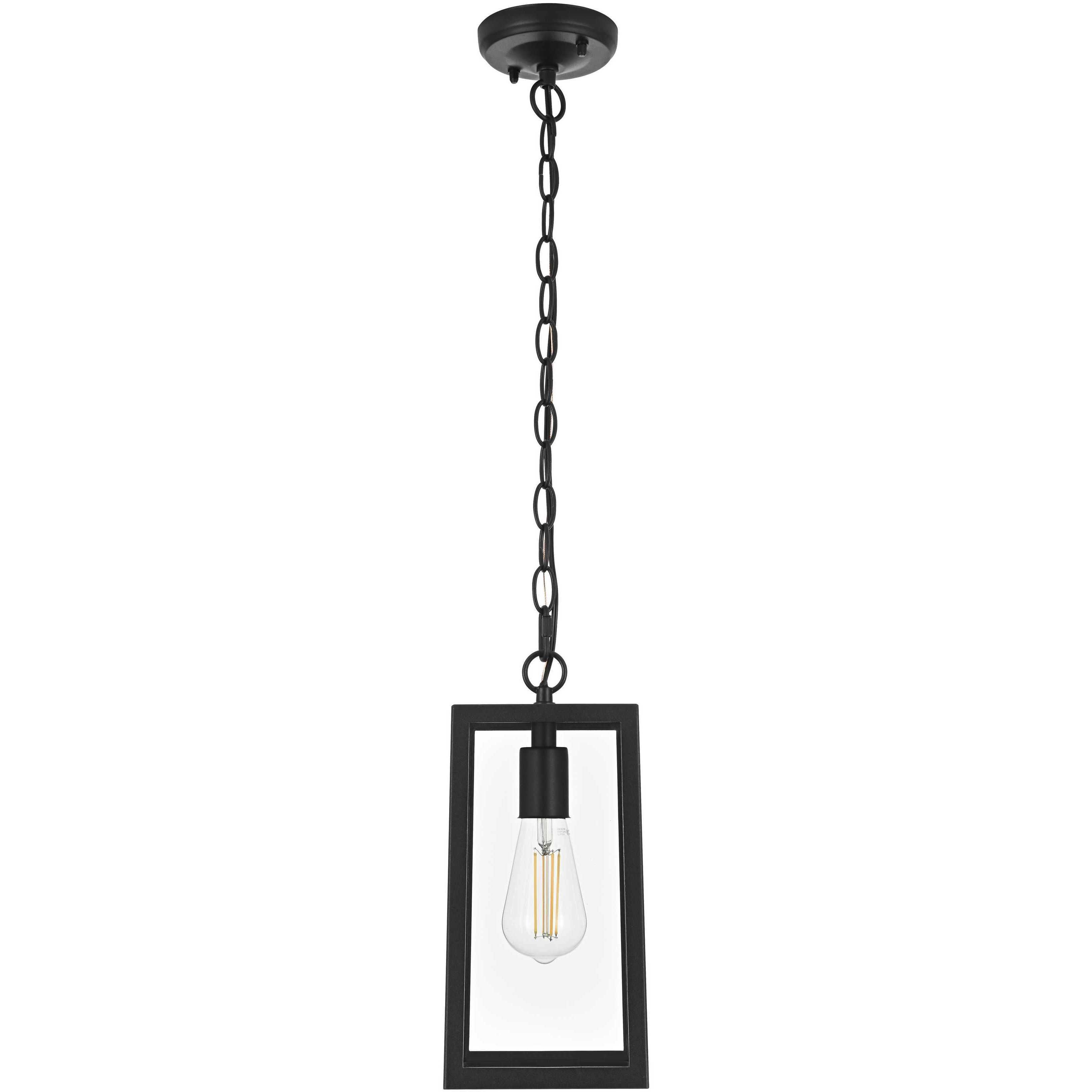 Veda 1 Light 5.5 inch Black Outdoor Pendant