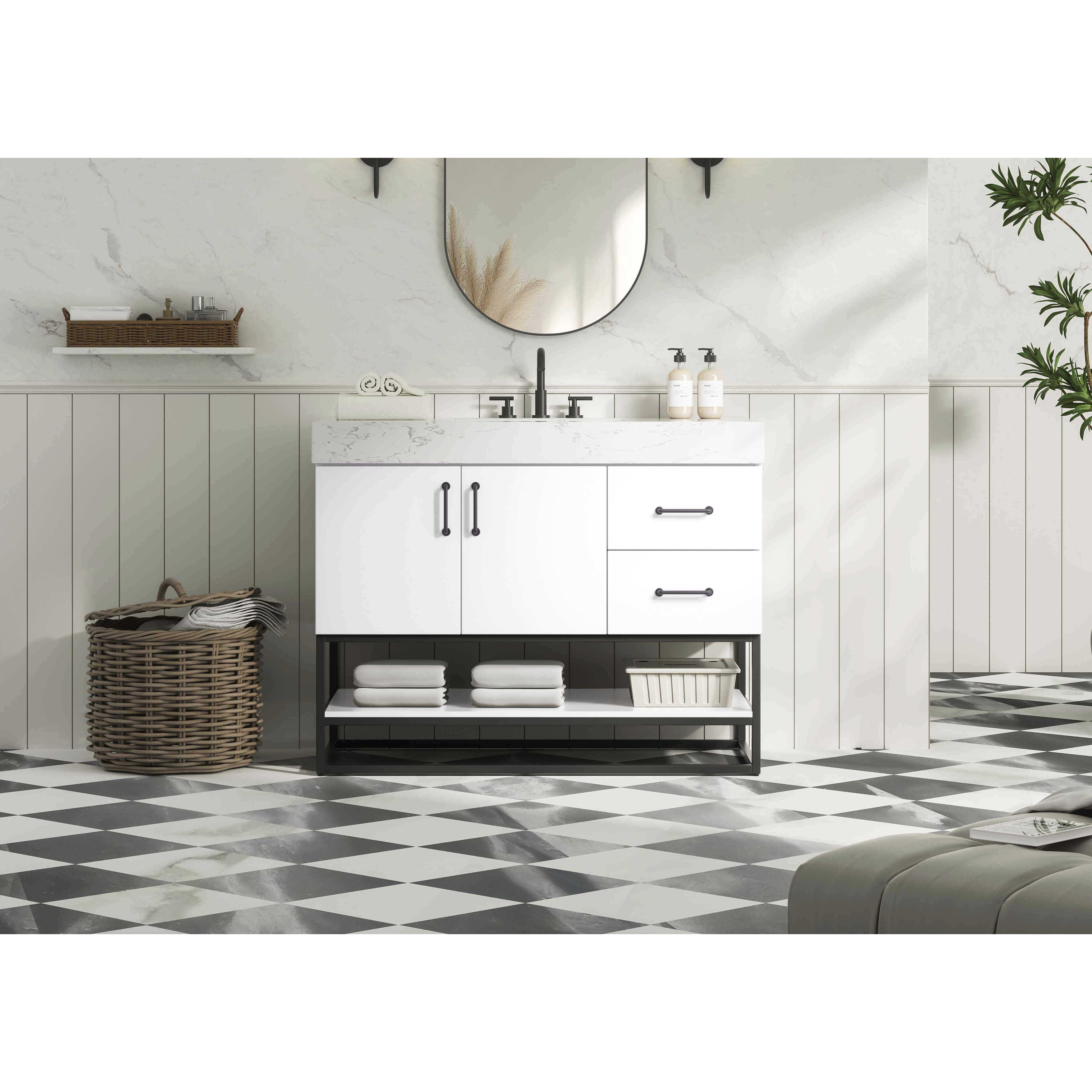 Caroline 42 X 34 inch White Bathroom Vanity Cabinet