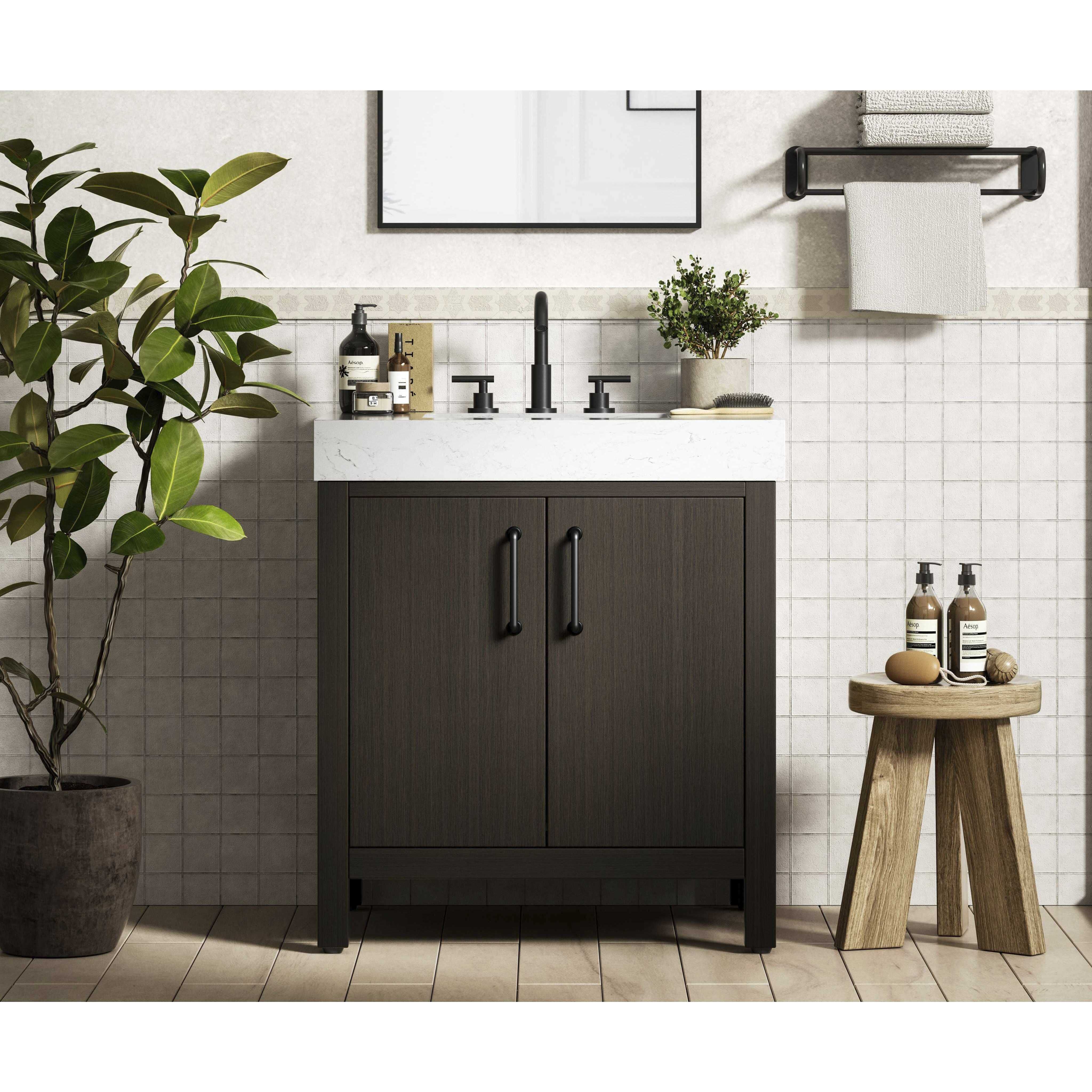 Nathan 30 X 34 inch Mocha Brown Bathroom Vanity Cabinet