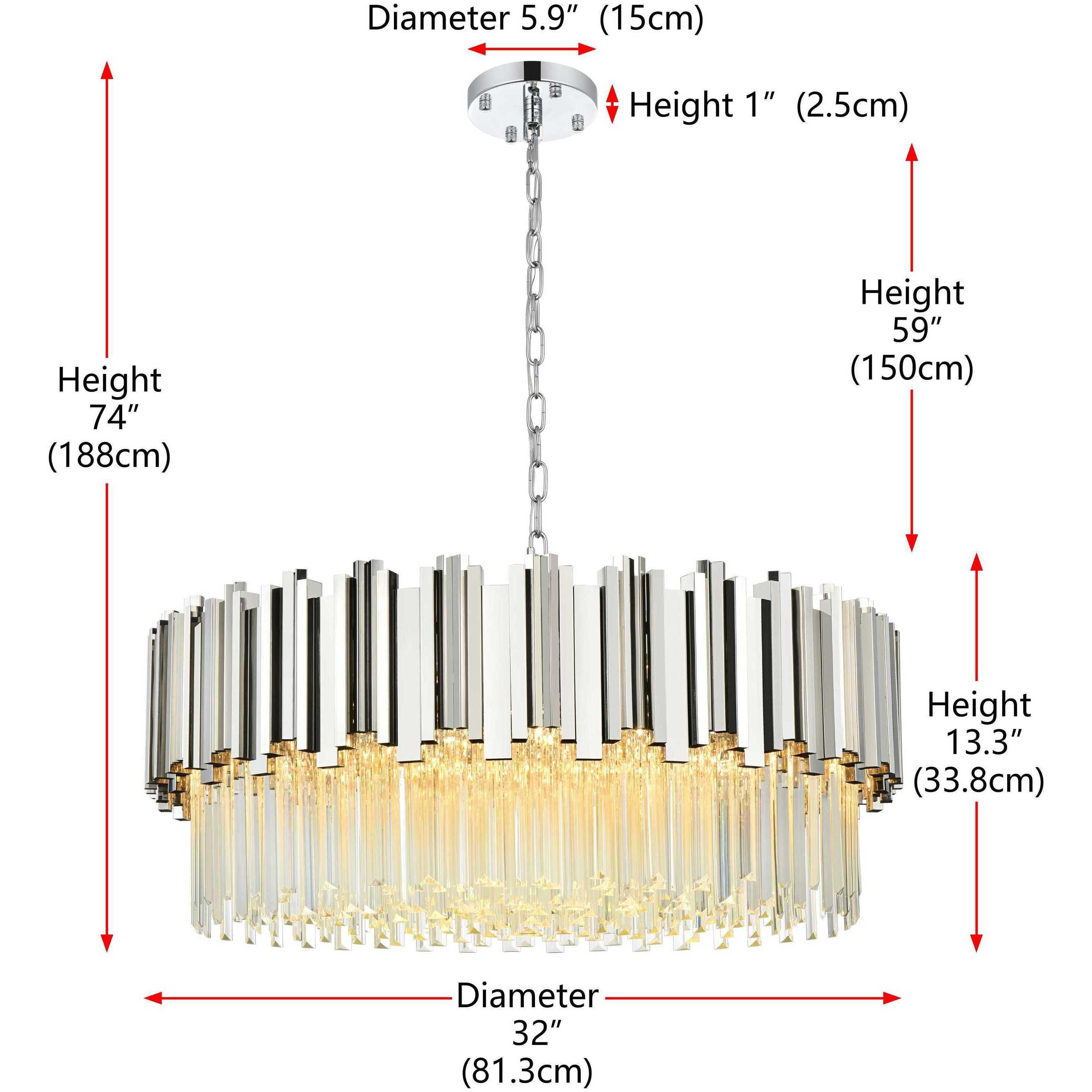 Willow 10 Light 32 inch Chrome Chandelier Ceiling Light
