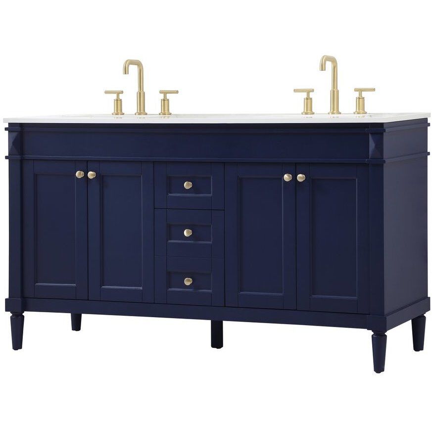 Bennett 60 X 21 X 35 inch Blue Vanity Sink Set