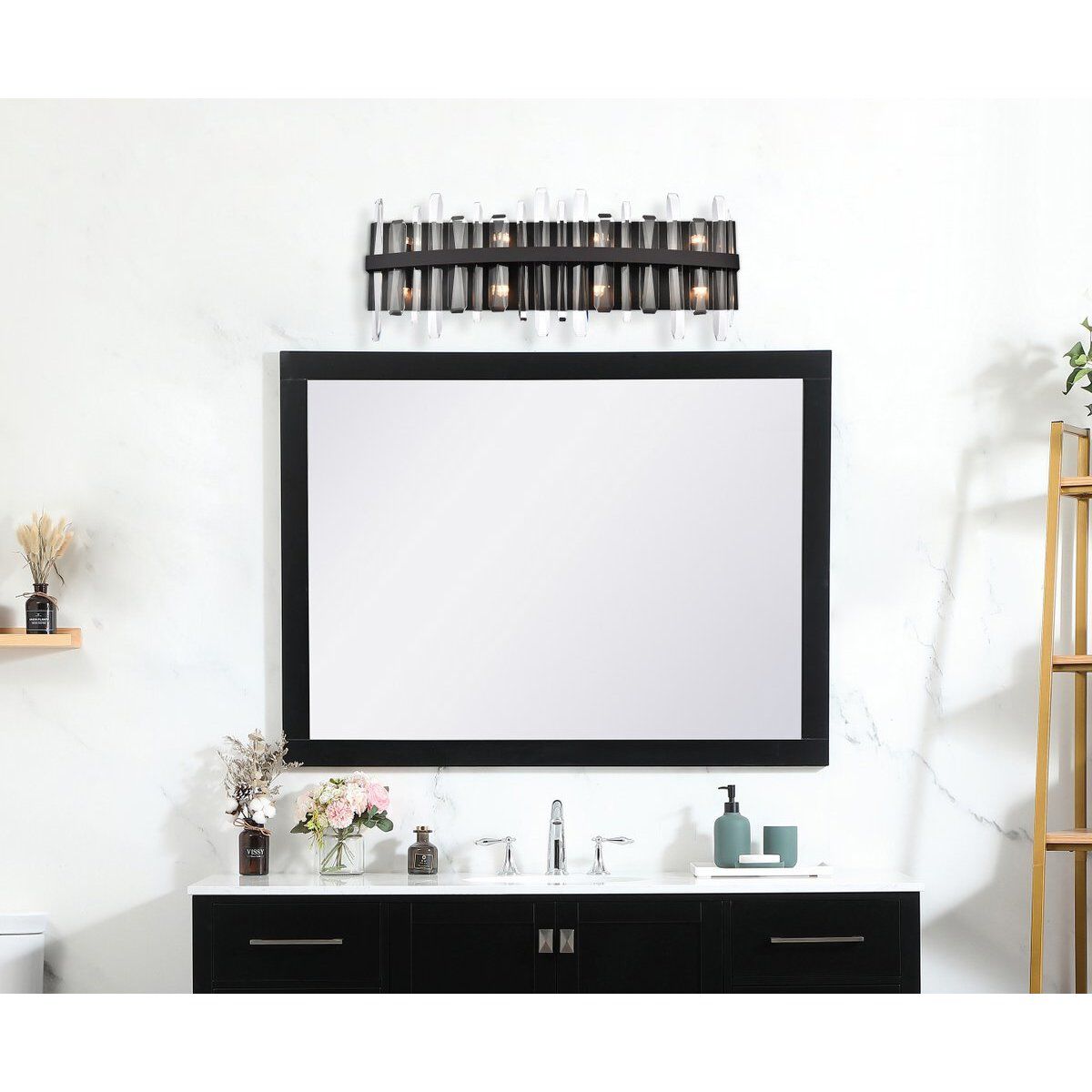 Serena 8 Light 30 inch Black Bath Sconce Wall Light