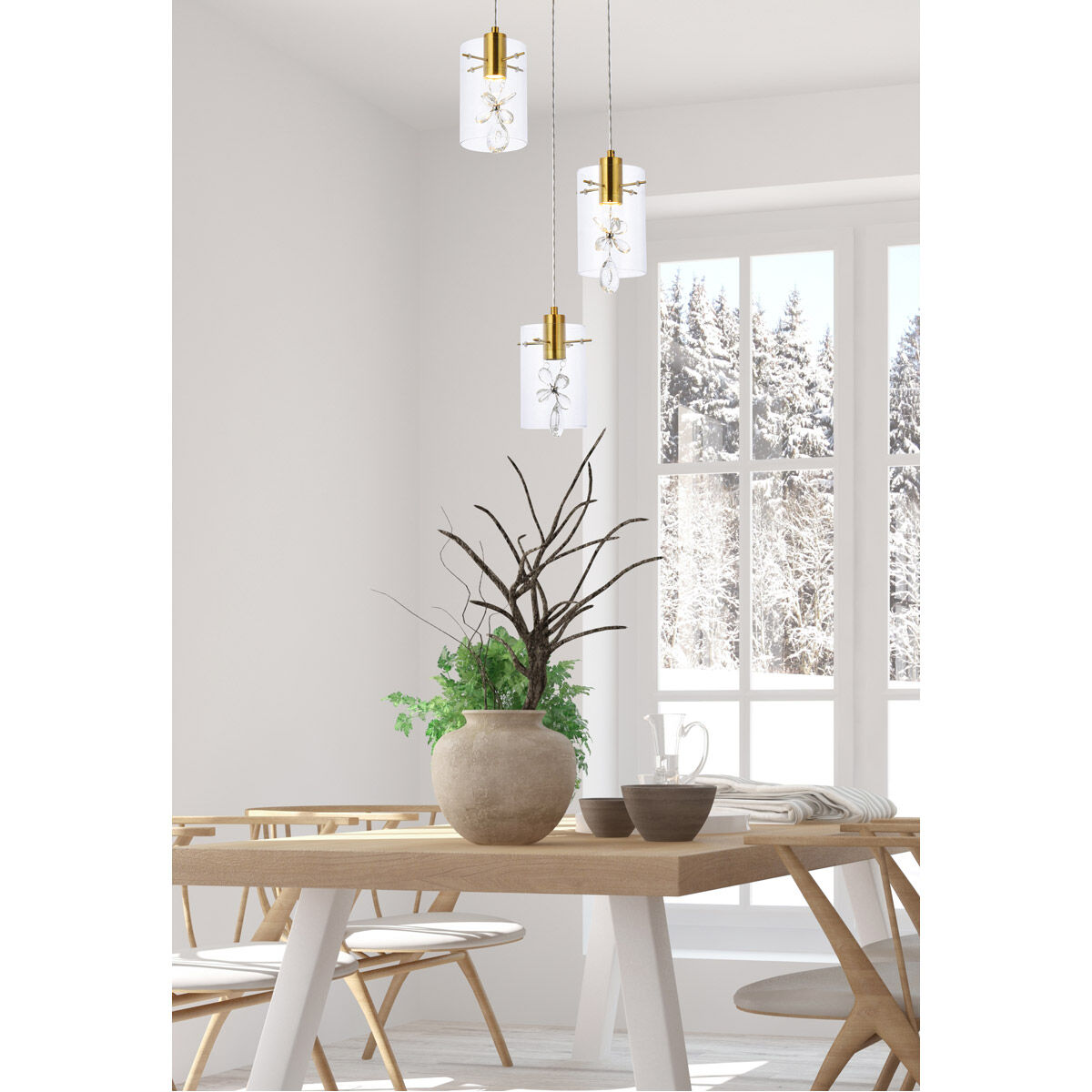Hana 3 Light 16 inch Gold Pendant Ceiling Light