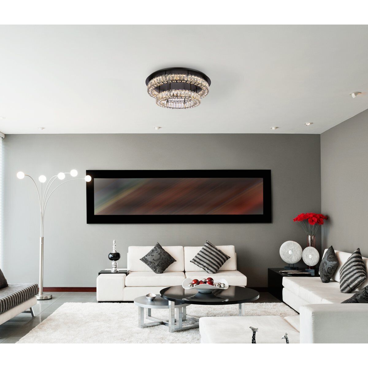 Monroe 2 Light 30 inch Black Flush Mount Ceiling Light