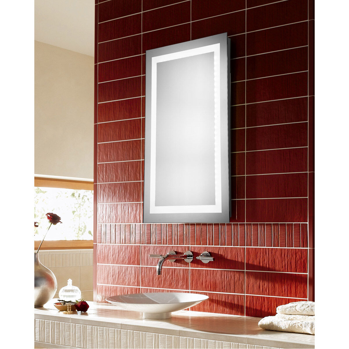 Lighted bathroom mirror with clock cheap