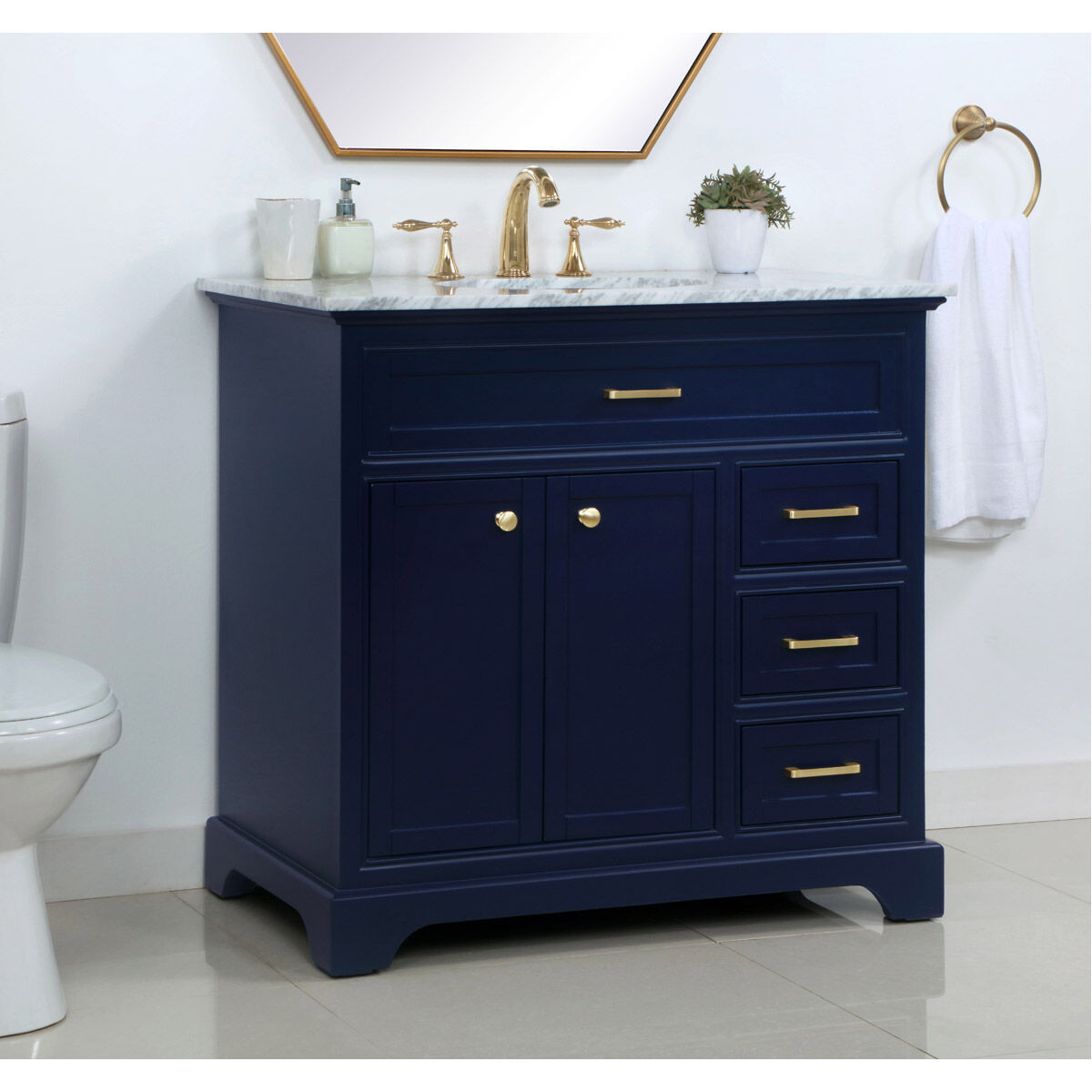 Americana 36 X 22 X 35 inch Blue Vanity Sink Set