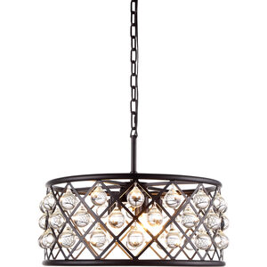 Madison 5 Light 20 inch Matte Black Pendant Ceiling Light in Clear, Smooth Royal Cut, Urban Classic