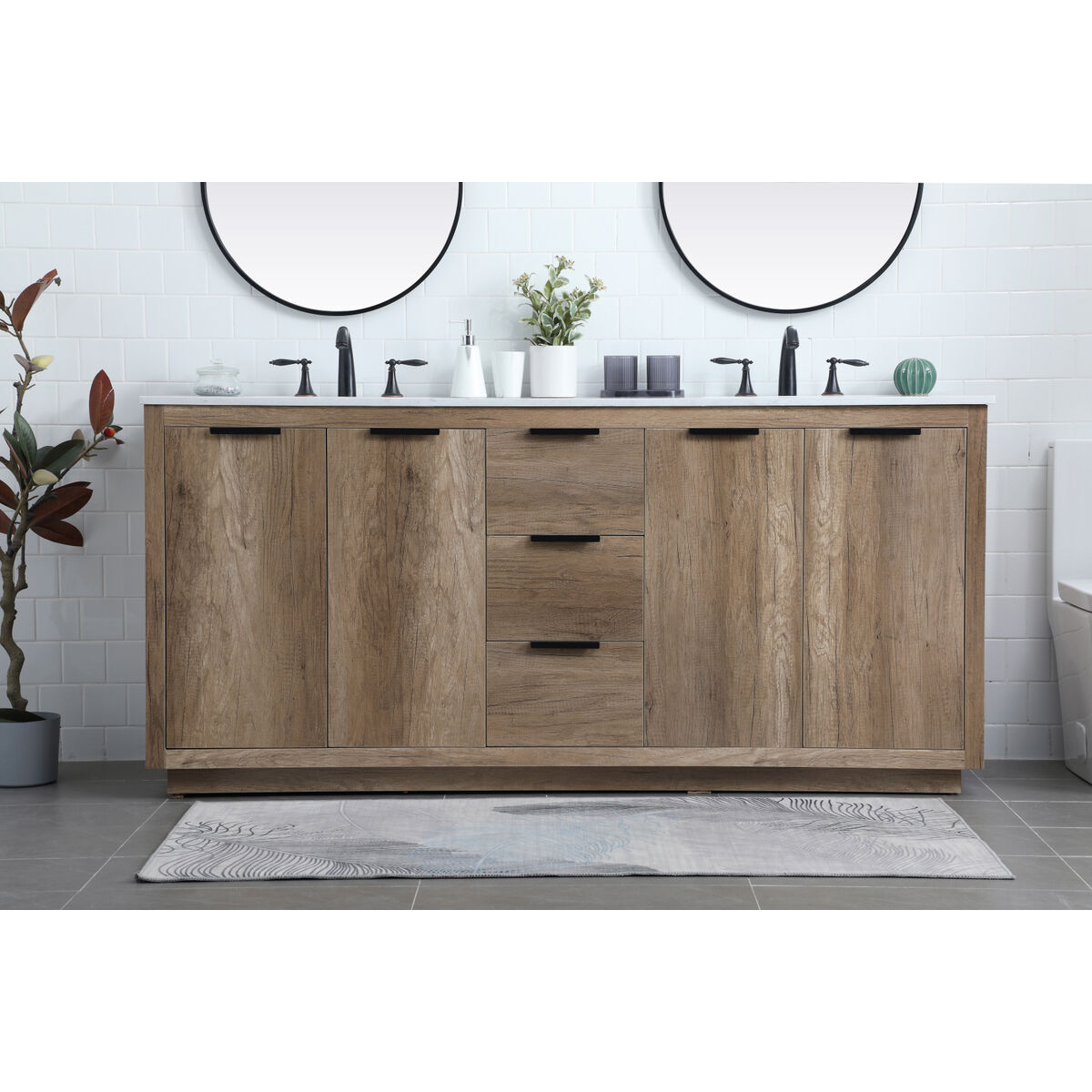 Blake 72 X 22 X 34 inch Natural Oak Vanity Sink Set
