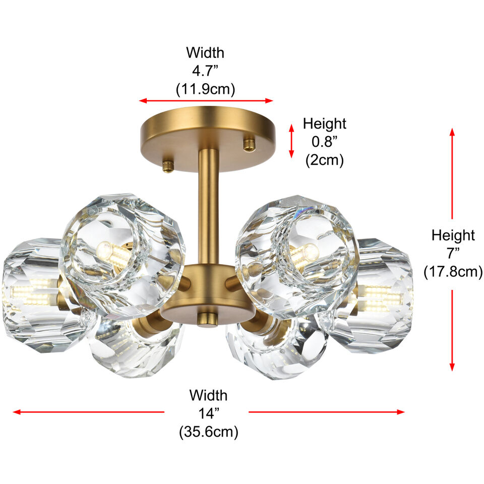 Eren 6 Light 14 inch Satin Gold Flush Mount Ceiling Light