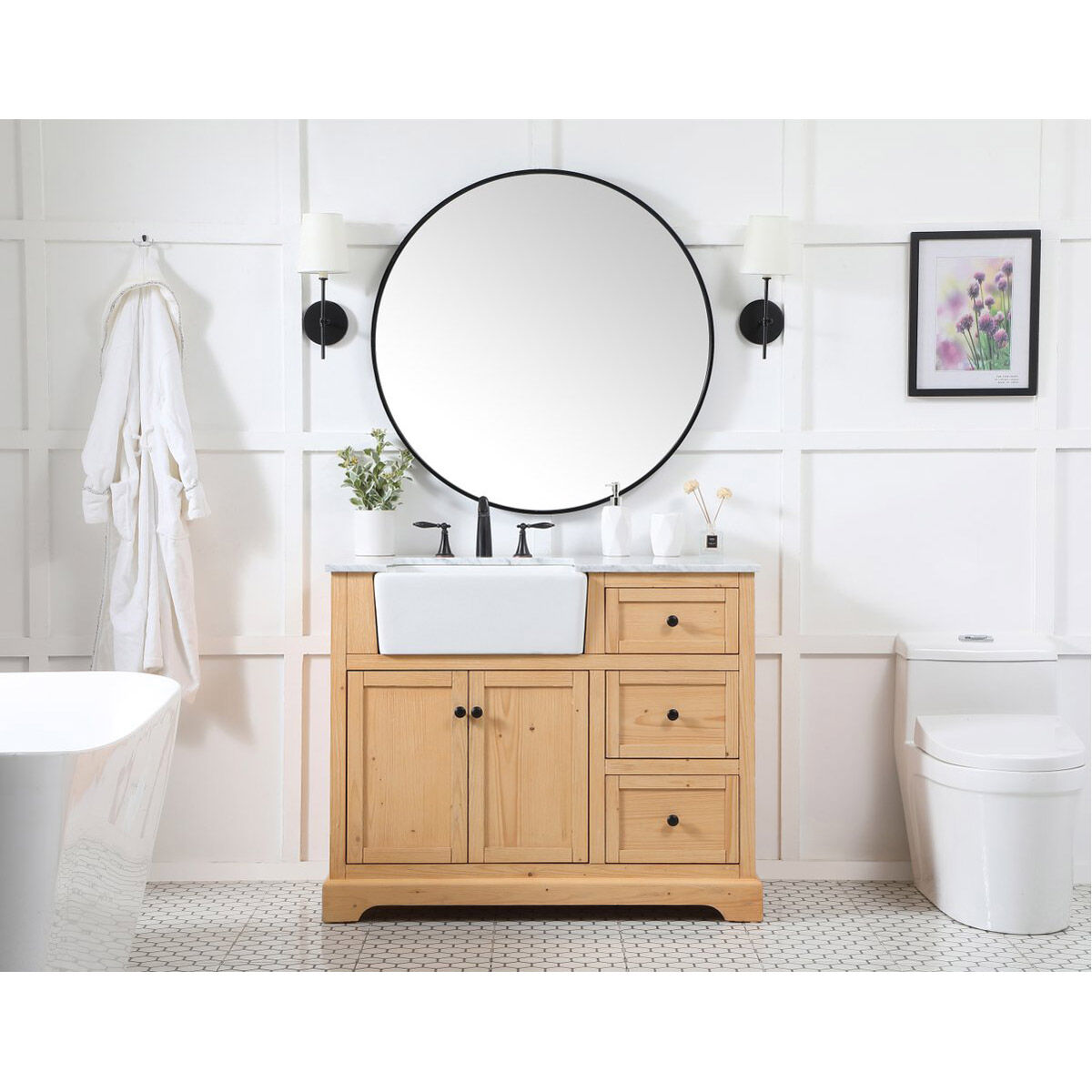 Franklin 42 X 22 X 34.75 inch Natural Wood Bathroom Vanity Cabinet
