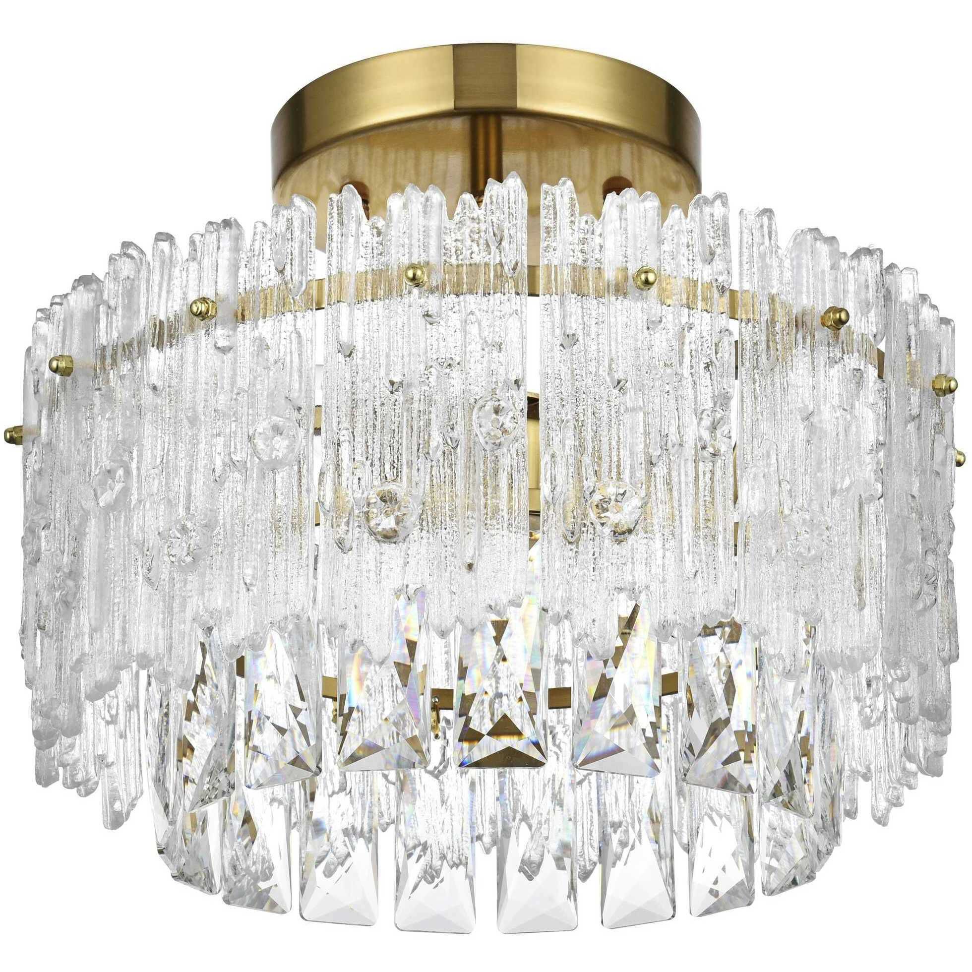 Emilia 3 Light 12 inch Satin Gold Flush Mount Ceiling Light